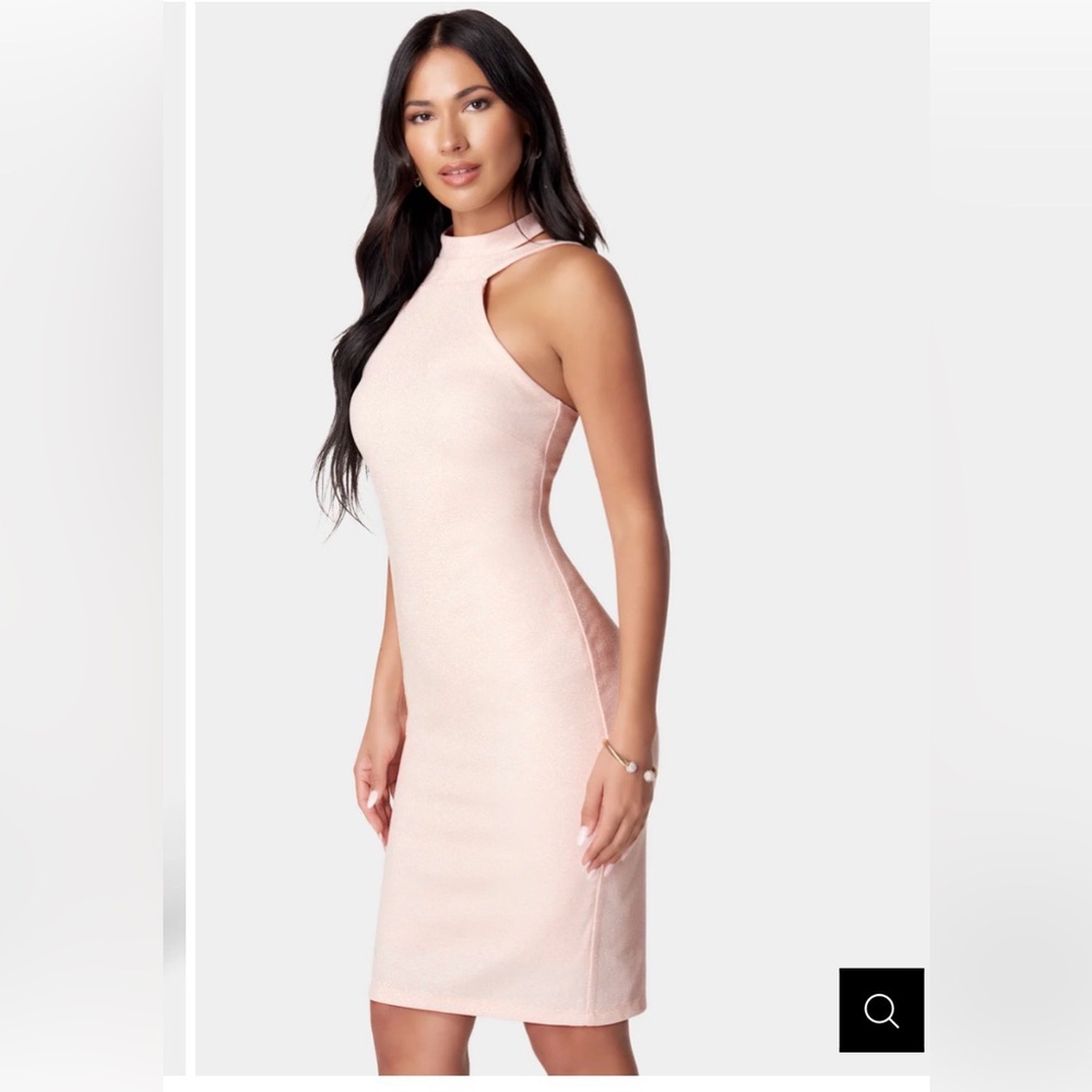 bebe Soft Pink Halter Midi Dress